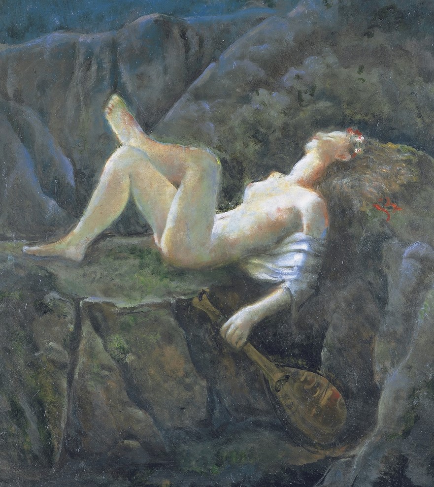 ‘Naked Female Figure at Night’ by Balthus on loan to the Musei San Domenico, Forli, Italy